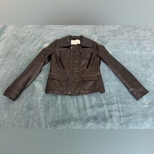 Women's Nappa Leather Tailored Classic Valette Nordstrom Black Jacket Size S